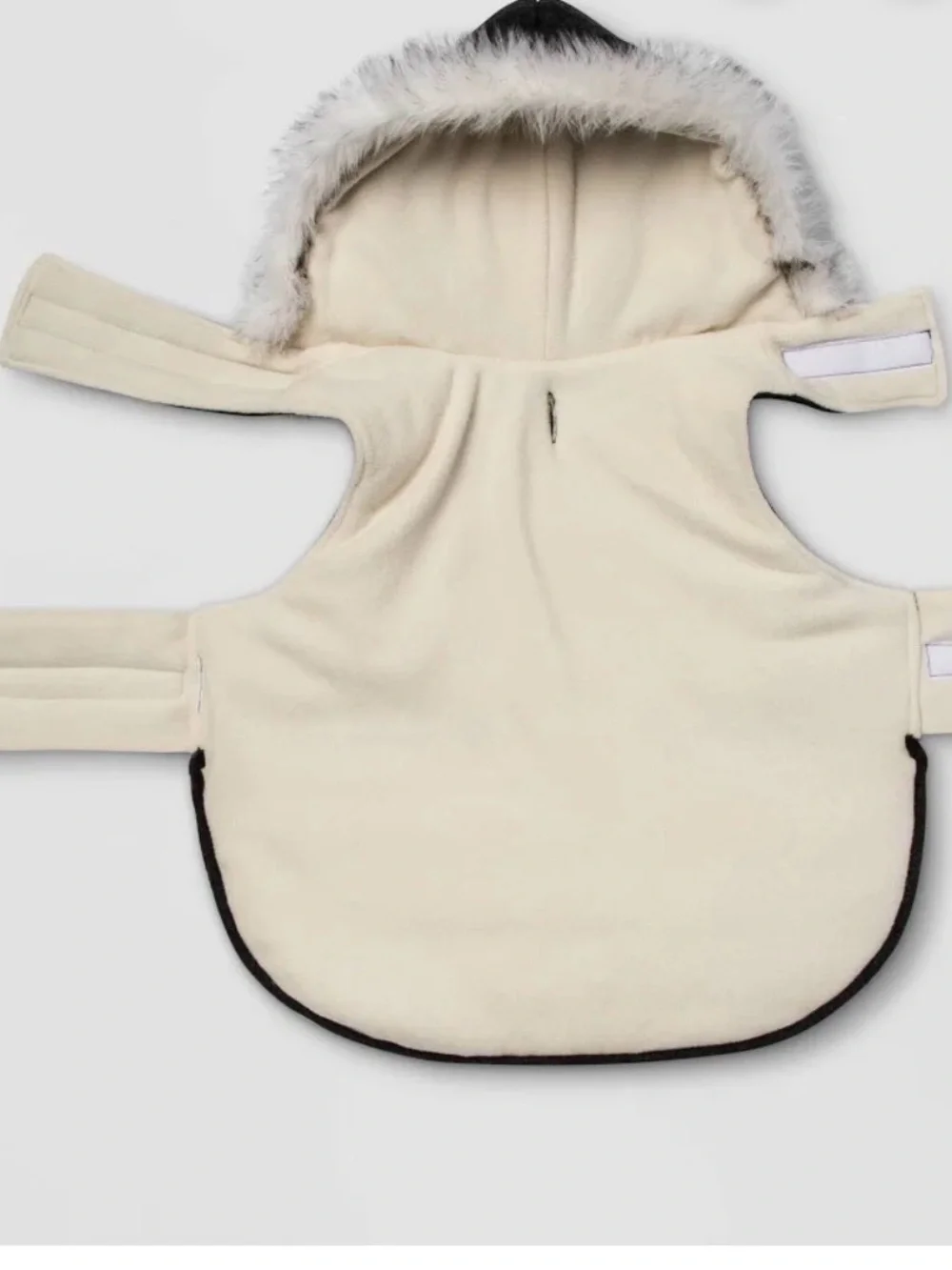 Black Hooded Dog Puffer Vest with Faux Fur Trim